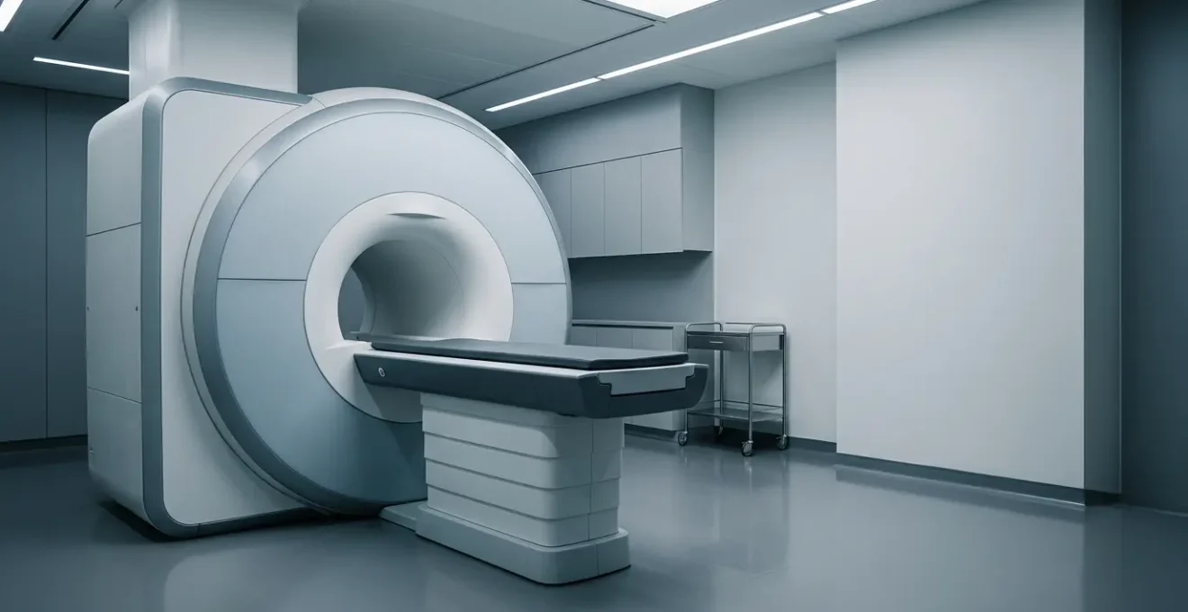 Advanced medical imaging environment showing the contrast between powerful magnetic resonance scanners