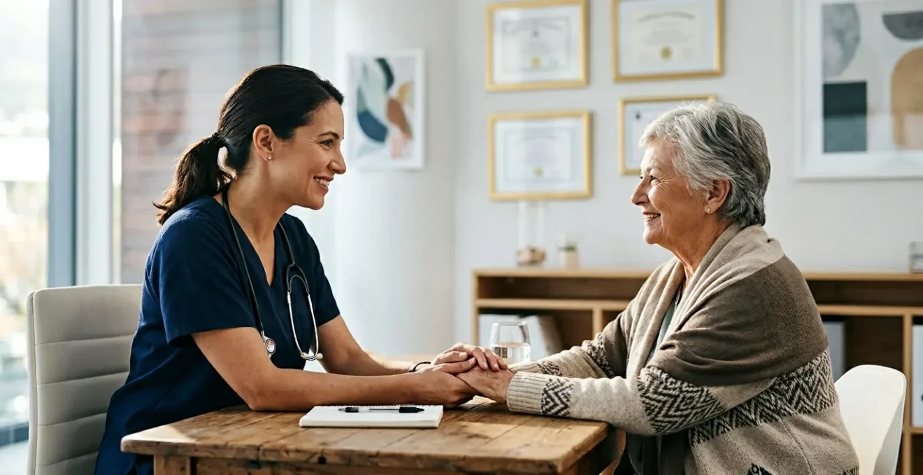 Professional consultation between patient and surgeon in modern medical setting