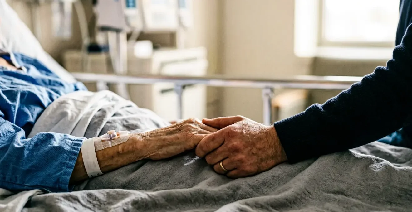 Family member advocating for critically ill patient in intensive care setting