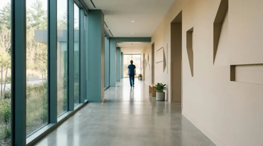 A clear path through a healthcare environment representing the structured journey of type 2 diabetes management