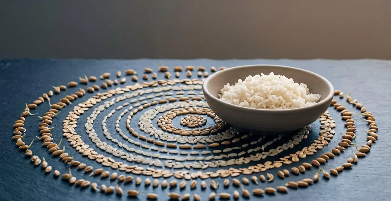 Symbolic composition of fiber-rich whole grains and prebiotics arranged to suggest microbiome nourishment